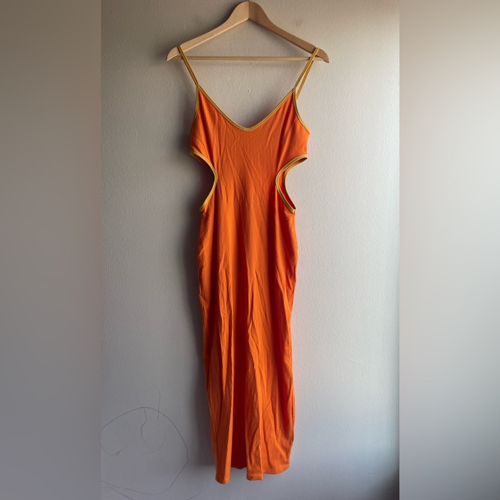Reformation Orange Lilou Long Dress Size Medium